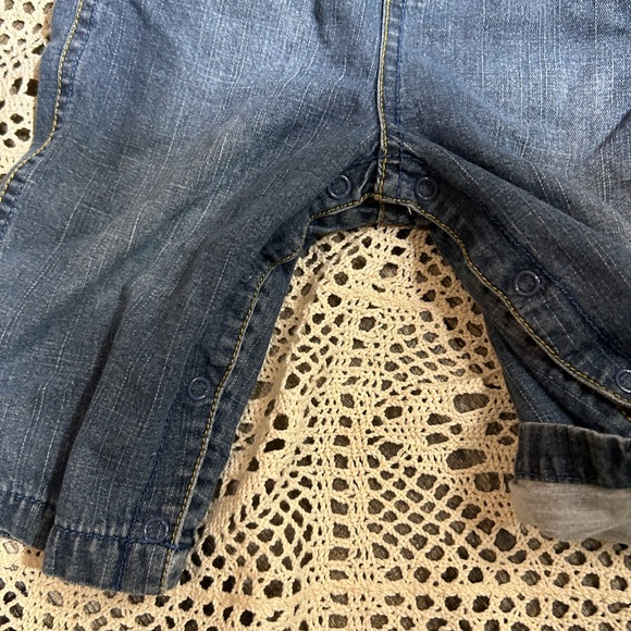 Please Mum jersey lined denim overalls size 6 months - Picture 9 of 13
